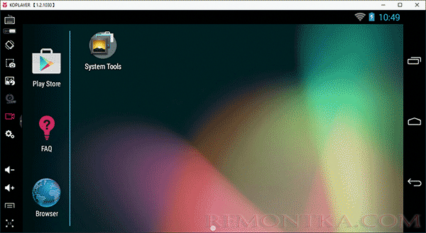 Главное окно эмулятора