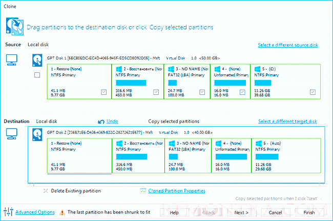 Перенос Windows 10 на SSD в Macrium Reflect