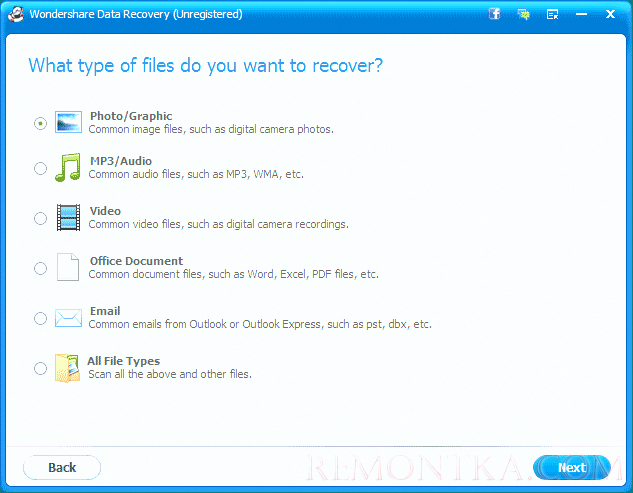 Мастер восстановления Wondershare Data Recovery