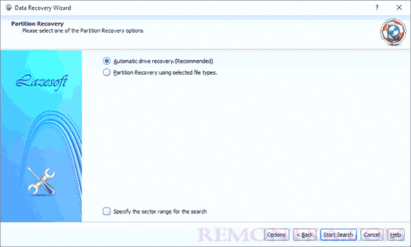Выбор типа восстановления