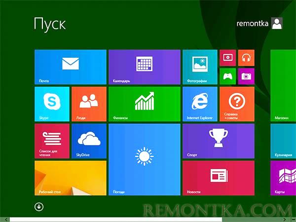 Начальный экран Windows 8.1