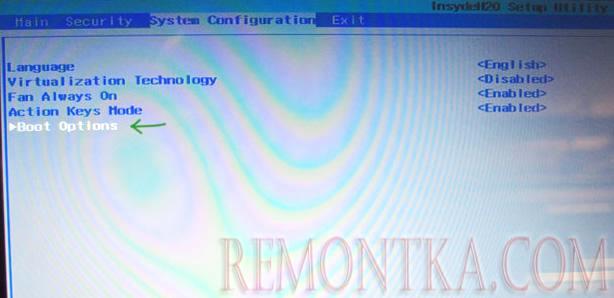 Настройки BIOS Boot Options
