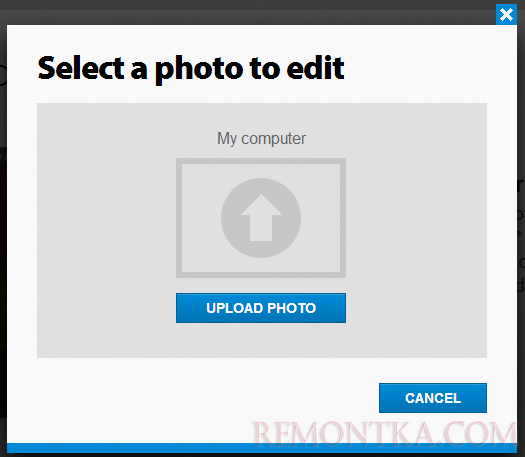 Загрузка файла в Photoshop Online Tools