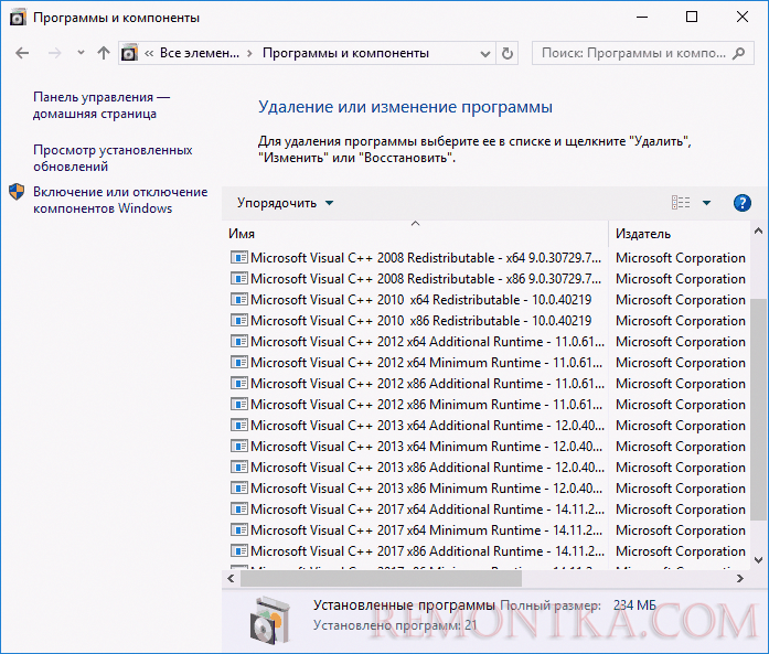 Необходимые пакеты Visual Studio установлены