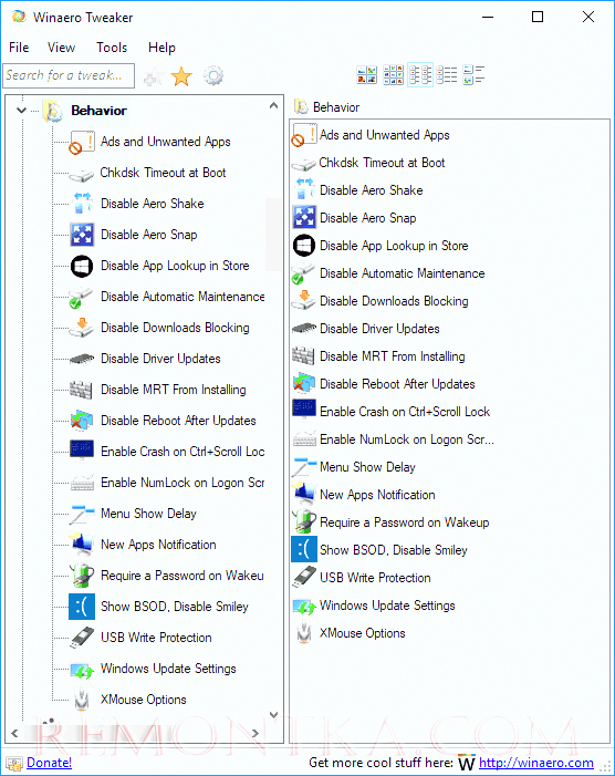 Настройка поведения Windows 10