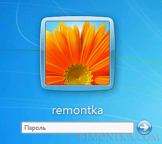 Окно ввода пароля Windows 7