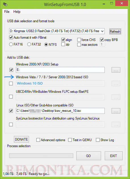 Запись Windows 10 в WinSetupFromUSB