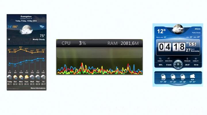 Пример гаджетов XWidget