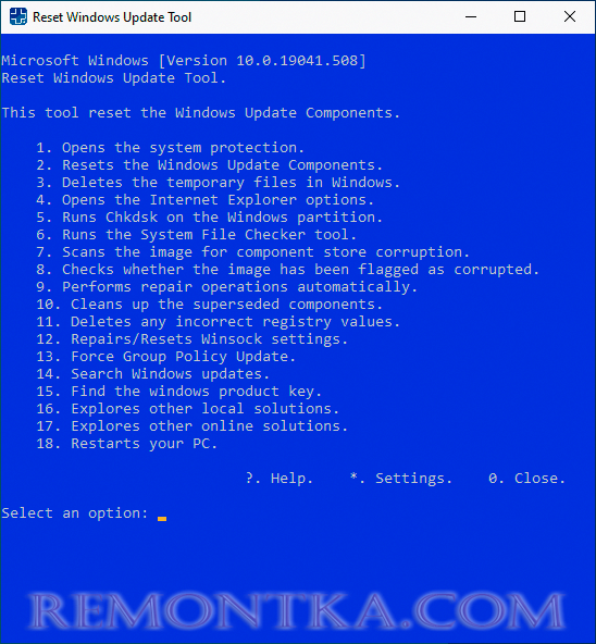 Утилита Reset Windows Update Tool