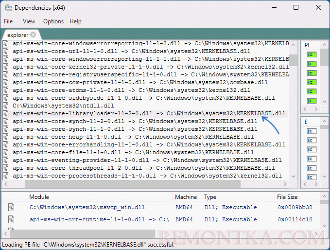 Функции Api-ms-win-core-libraryloader-l1-1-1.dll в Kernelbase.dll