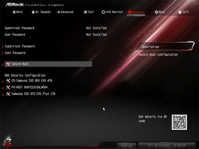 Настройки Secure Boot на AsRock