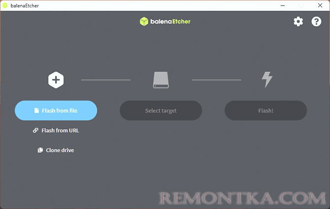 Главное окно balenaEtcher