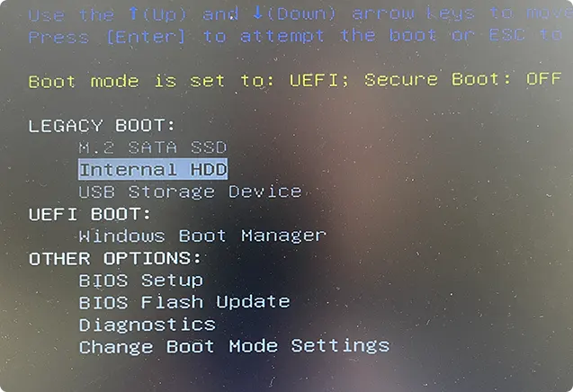Загрузка в UEFI и Legacy в Boot Menu
