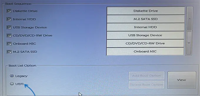 Переключение режимов загрузки UEFI и Legacy на Dell