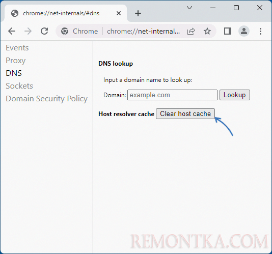 Очистка кэша DNS в Chrome