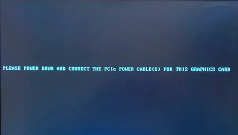 Сообщение об ошибке Please power down and connect the PCIe power cables for this graphics card