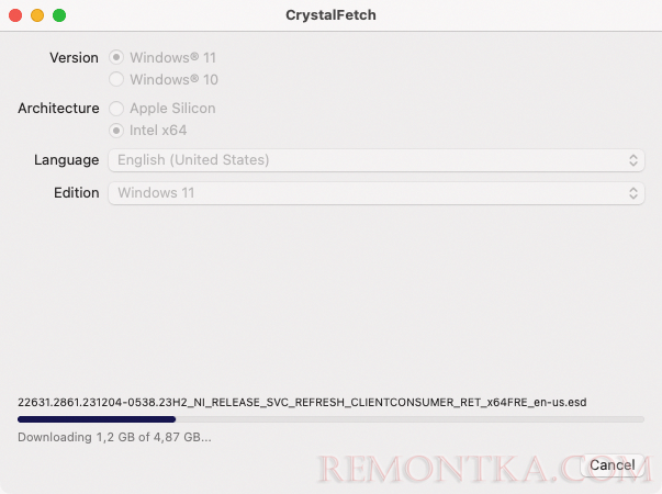 Скачивание образа ISO в CrystalFetch