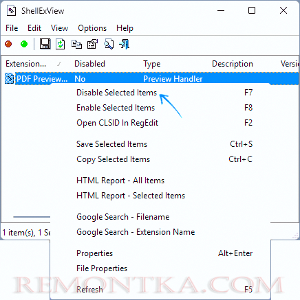 Отключение сторонних расширений проводника в ShellExView