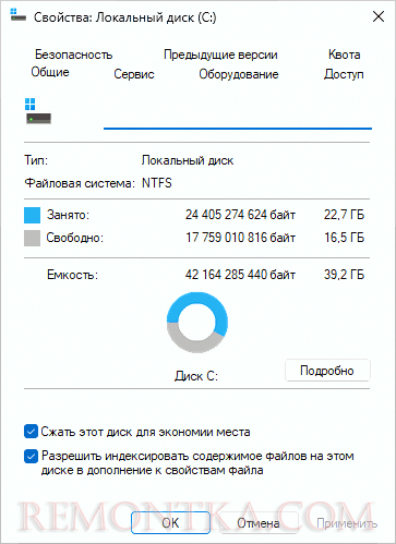 Сжатие NTFS включено в Windows