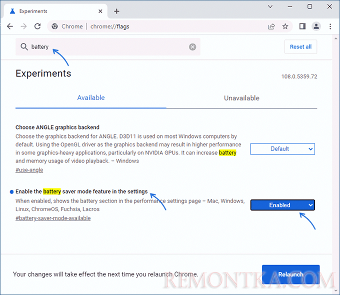 Включить экономию заряда батареи в браузере Chrome