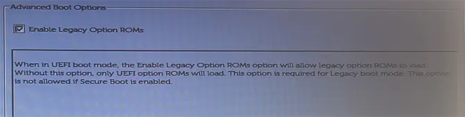 Включение и отключение Legacy загрузки на Dell