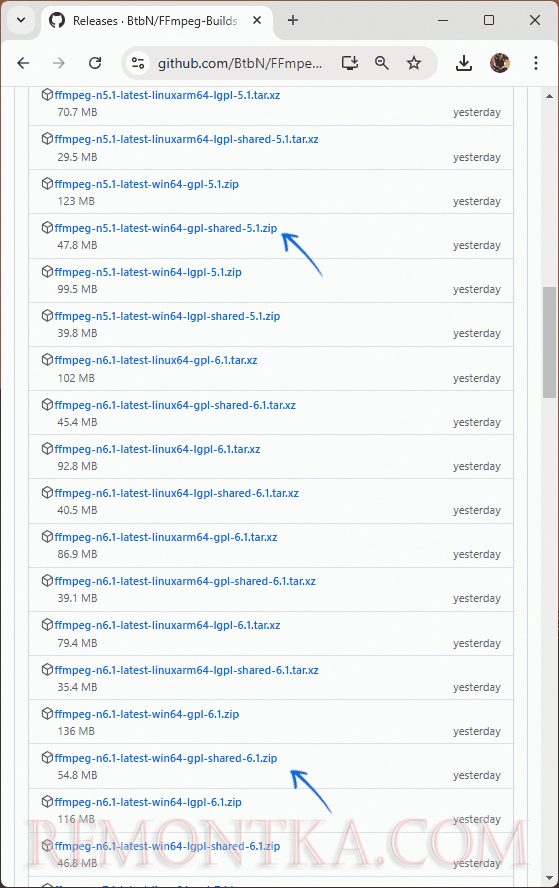Загрузка FFmpeg с библиотеками DLL