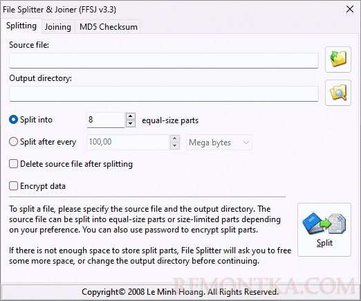 Программа File Splitter and Joiner