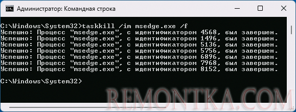 Принудительное завершение программы в командной строке