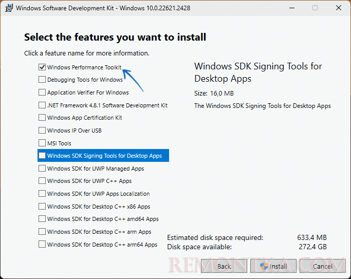 Установка Windows Performance Toolkit из SDK