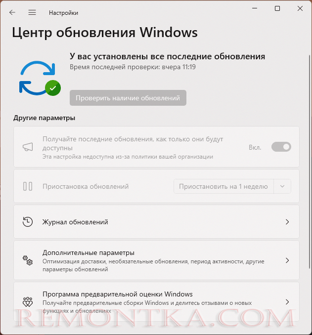 Некоторые параметры не активны в Windows