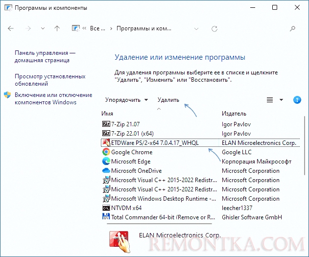 Удаление ETD Control Center