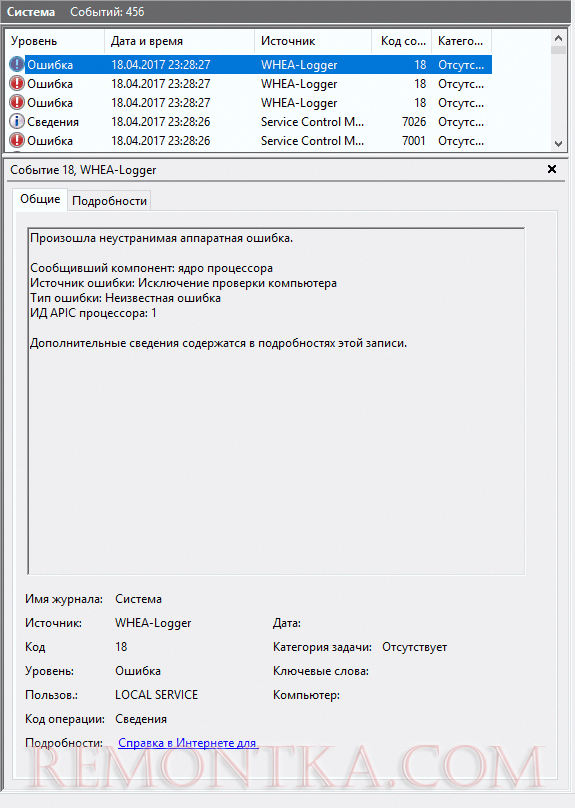 Ошибки WHEA Logger в просмотре событий Windows