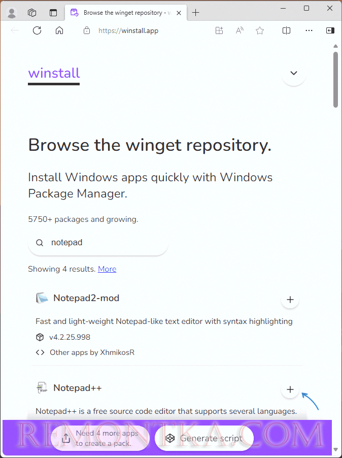 Добавление приложений в Winstall
