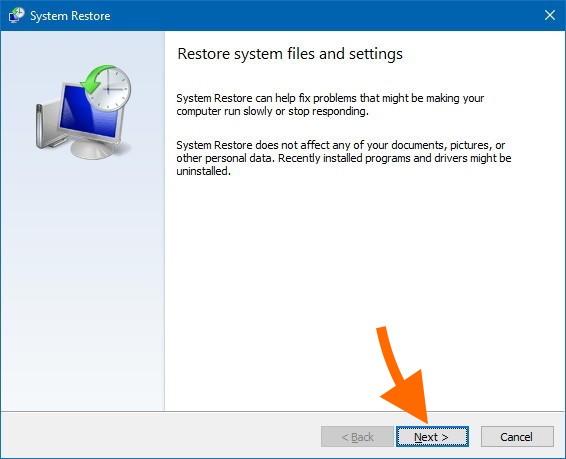 restore-system-files-settings.jpg Стартовый экран восстановления резервной копии Windows