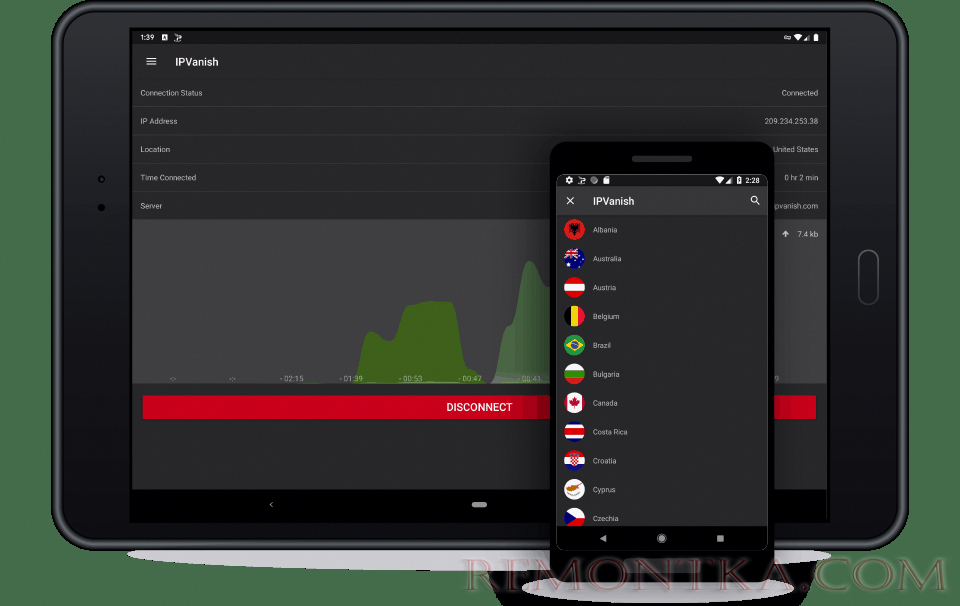функциональный ВПН-сервис для Андроид IPVanish