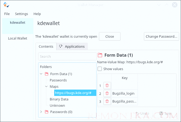 программа для хранения паролей на Линуксе KWallet