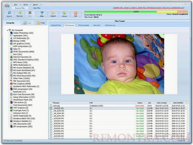 бесплатная утилита для восстановления удаленных фото Undelete 360