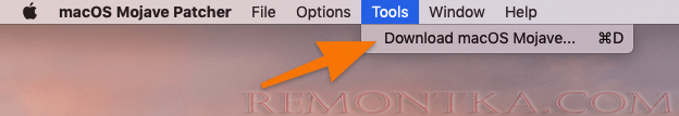 Меню macOS Mojave Patcher