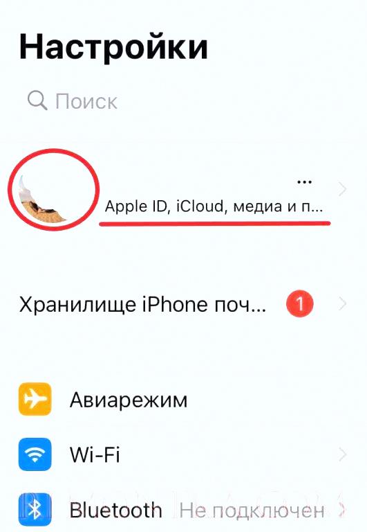 заходим в профиль на iOS