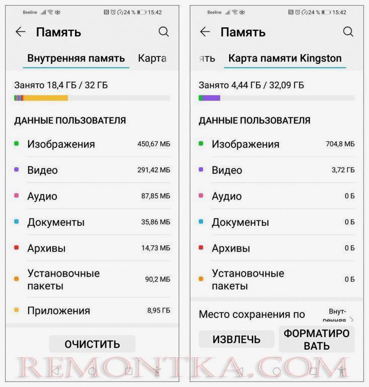 Просмотр статистики хранилища