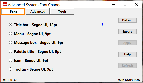 Advanced System Font Changer интерфейс