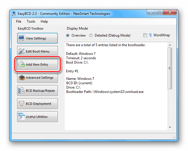 easybcd add new entry