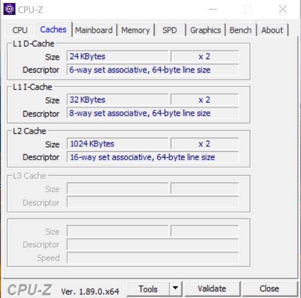 Кэш процессора в CPU-Z