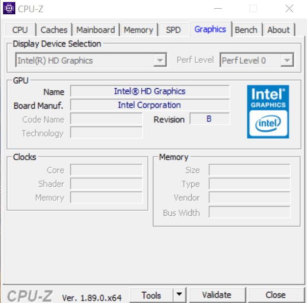 Сведения о видеокарте в CPU-Z