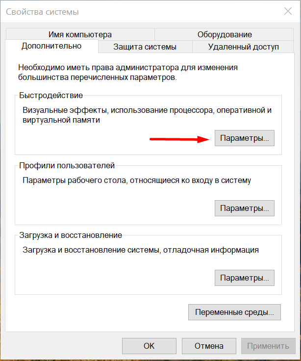 Быстродействие системы Windows 10