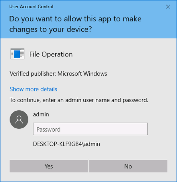 Окно UAC в Windows 10.