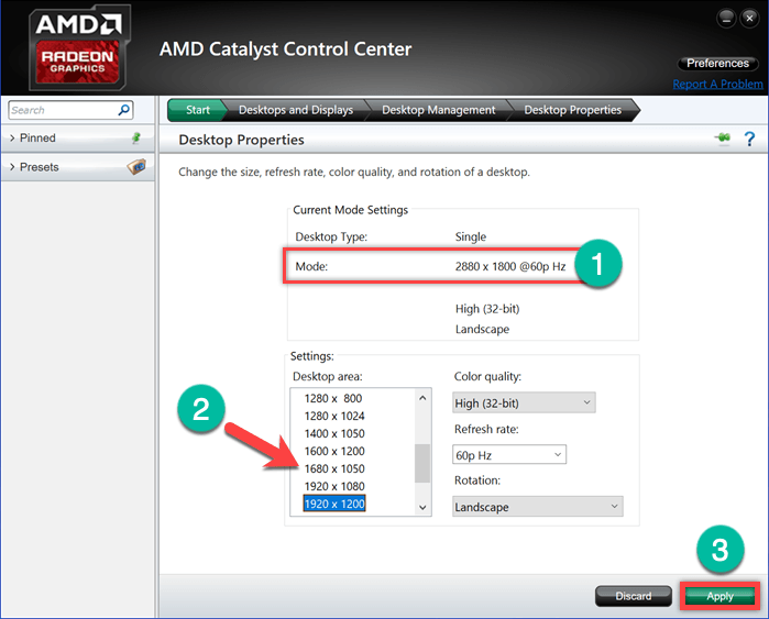 Настройки дисплея в AMD Catalyst