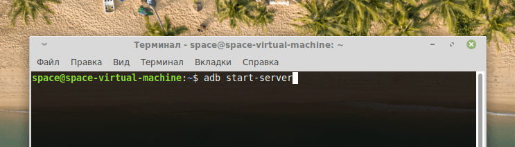 Команда запуска сервера ADB