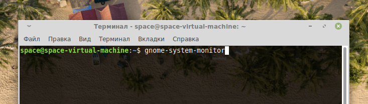 Команда запуска gnome-system-monitor