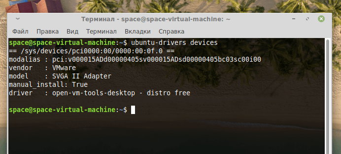 Вывод команды ubuntu-drivers devices